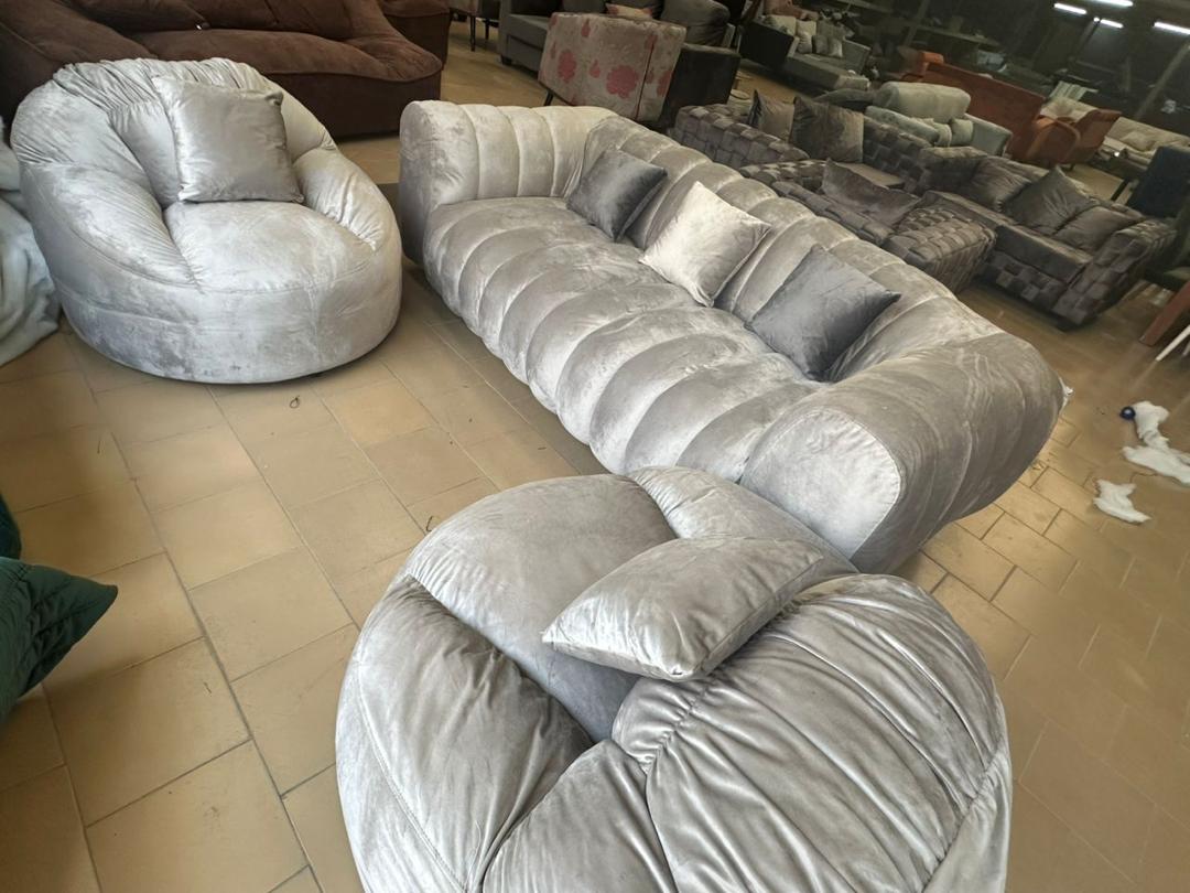 Ensemble salon 1 grand 2 chaises grise Ensemble salon 1 grand 2 chaises grise